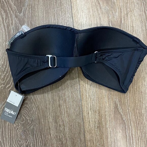 Mossimo Black Bandeau Bikini Top D/DD Swimwear With Adjustable Strap NWT - Picture 3 of 5